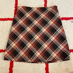 H and m black and red plaid skirt!